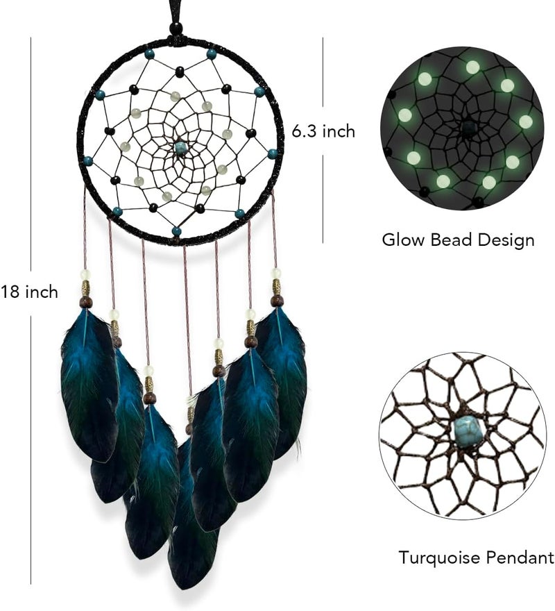 Awlee Dream Catcher for Boys Blue Dreamcatcher for Bedroom Handmade Feather Hanging Decoration Ornament Birthday Festival Craft Gift - Image 2